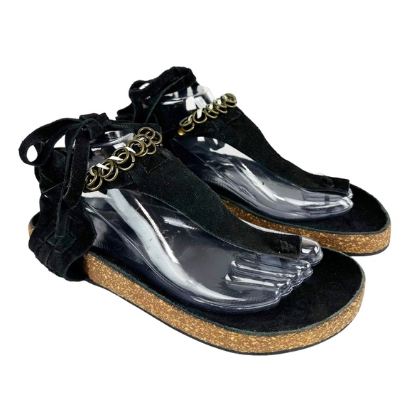 Free People Collins Wrap Sandals Black Suede Size US 11 EU 41 Hobo Festival - Picture 5 of 16